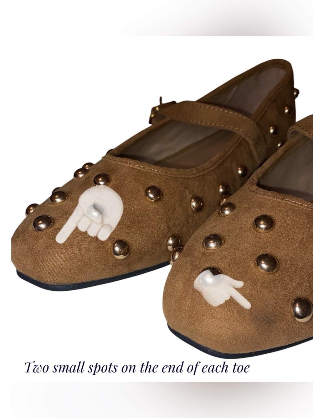 UNIVERSAL THREAD Penny Gold Studded Mary Jane Casual Flats Cognac Brown Size 11 - Picture 9 of 9